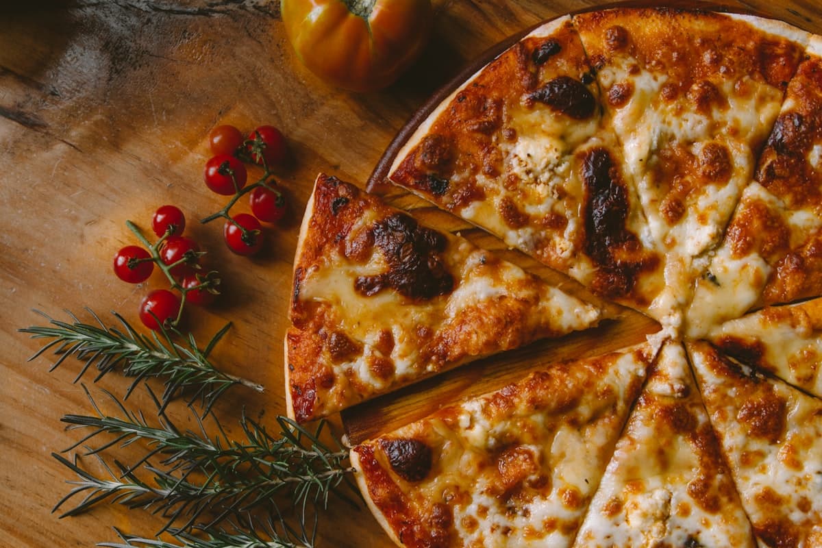Pepperoni pizza fresh from a wood-fired oven